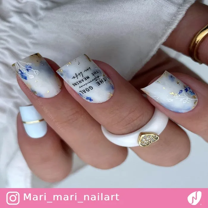 Watercolor-themed Flower Nails